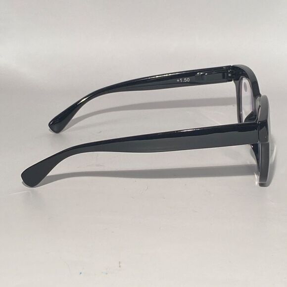 Mona Reading Glasses Black Frame Classic Square Readers +1.50 Magnification 1496 - Picture 6 of 9